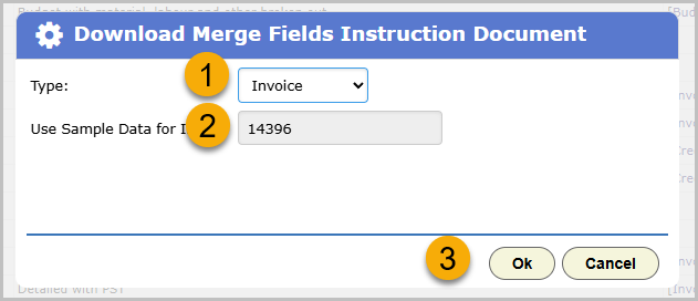 Download Merge Fields Instruction Document dialog