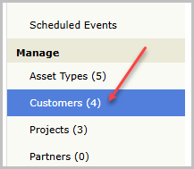 The left panel with Customers highlighted, showing where the link sits in the navigation